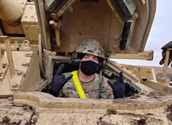 SFC Pankake aboard a Bradley Tank