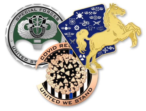 A collection of bottle opener challenge coins